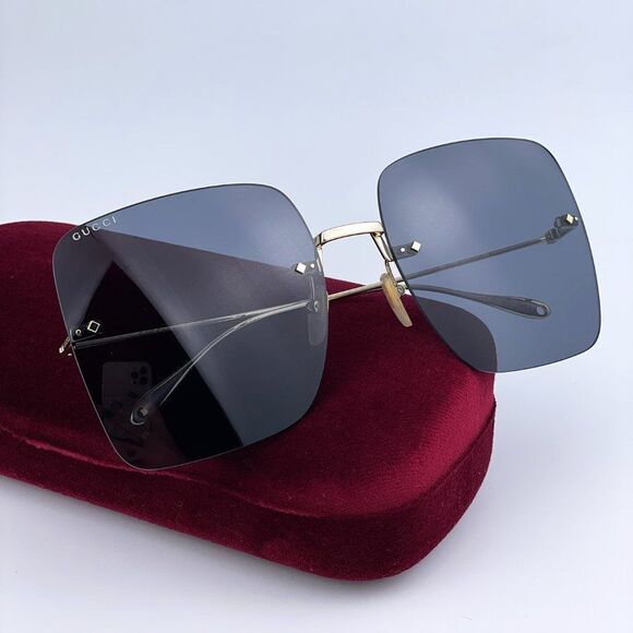 NEW GUCCI GG1147S 001 Gold Dark Gray Rimless Metal Butterfly Oversized Women main image 7